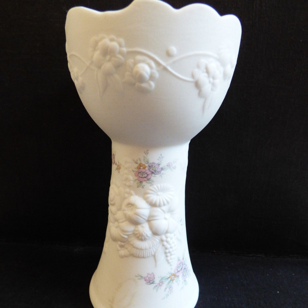 Kaiser Germany Rosalie White Porcelain Floral relief Pattern Matte candle holder